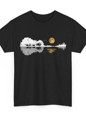 Guitar Reflection T-Shirt, Trees Wildlife Nature Lovers Music Fans Shirt 181